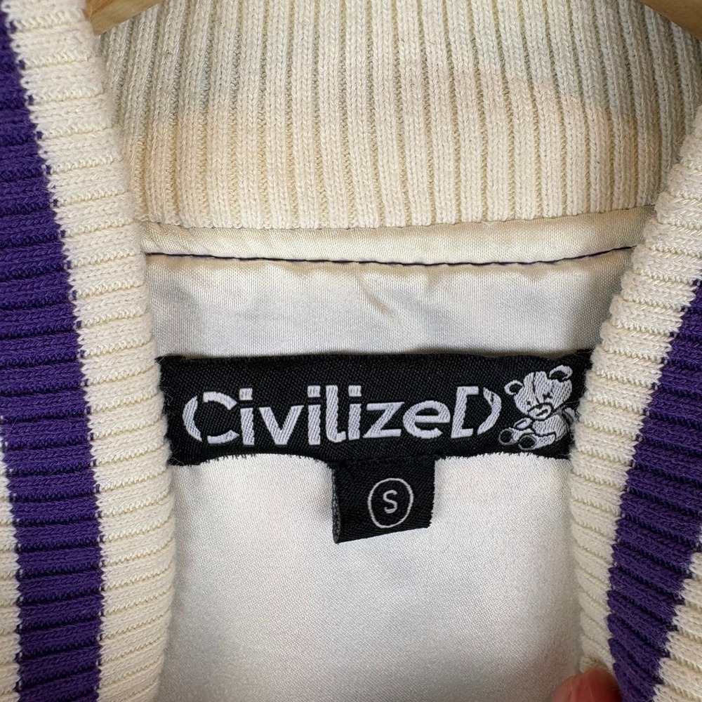Civilized Self Love Varsity Jacket Small Purple Embroidered Letterman Bomber -S - Picture 2 of 16